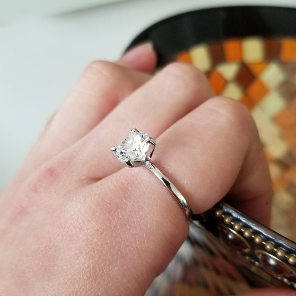 2ct Round Solitaire Sterling SIlver Ring - Picture 7 of 7